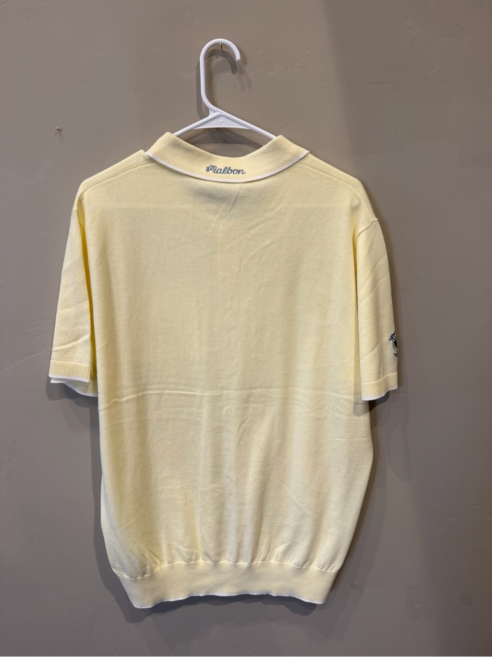 malbon Men's Short Sleeve Polo in Pale Yellow